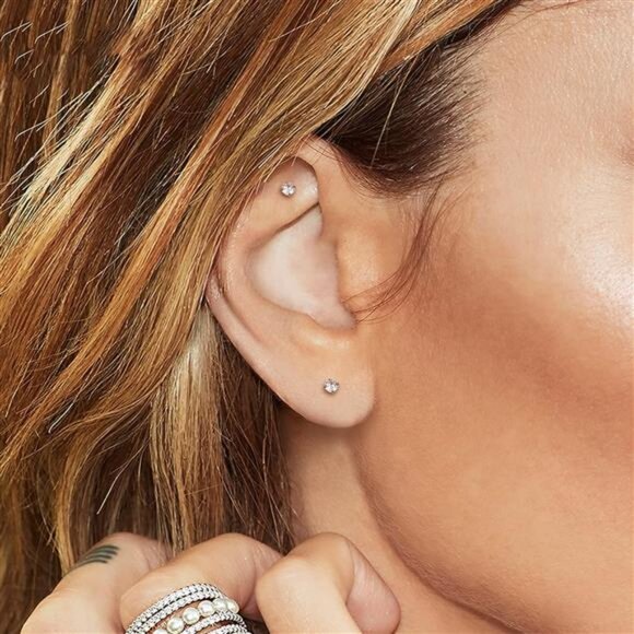 20G Cartilage Earring Stud for Women 316L Surgical Steel Flat Back Earrings Set - Picture 6 of 7